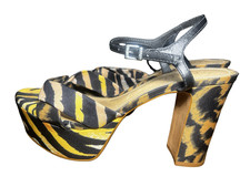 Schutz scarpe platform donna taglia 7B sandali con tacco a blocco stampa animalier