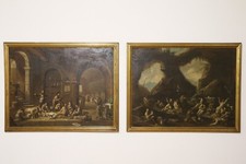 coppia antichi grandi dipinti