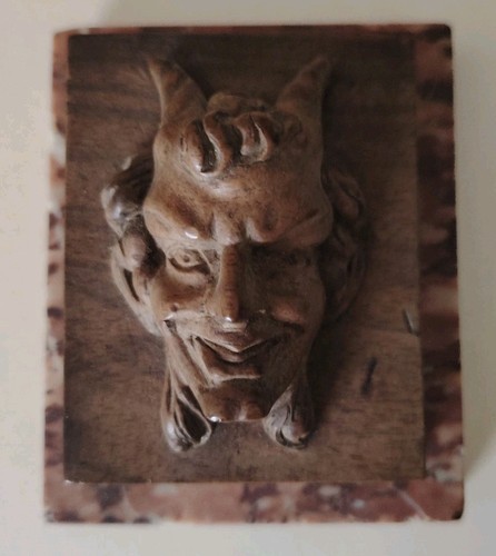 Tete faune bois sculpté - faune, en