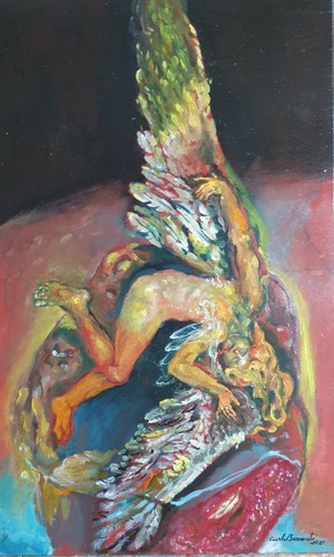 Quadro olio angelo caduto - quadro,