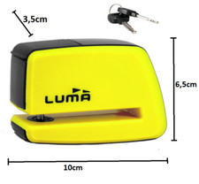BLOCCA DISCO LUCCHETTO ANTIFURTO MOTO SCOOTER LUMA PERNO 5mm GIALLO CON CUSTODIA