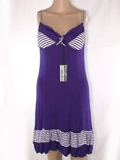 Abito Vestito Donna Corto Viola Stretch Sexy Svasato Spalline S M Small Medium