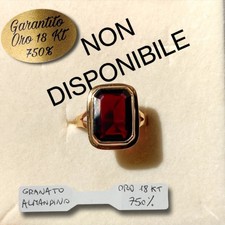 Anello da cocktail vintage in Oro giallo 18 Kt 750% e vero Granato rosso