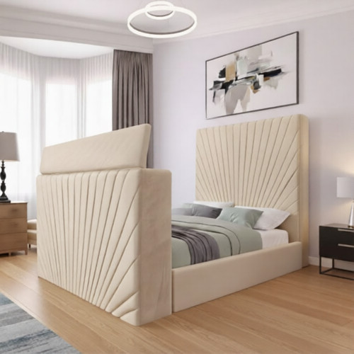 Struttura letto imbottita - letto, tv