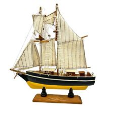 Modellino Veliero Barca a Vela Nave Legno 2 Alberi Vintage Arredamento Marittimo