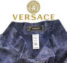 Camicia Versace Blu Scuro in seta Vintage anni 90