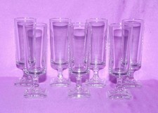 LOTTO SERVIZIO 7 BICCHIERI FLUTE VETRO CRISTALLO BASE QUADRATA CAS CUCINA TAVOLO