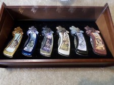 6 FRANKLIN MINT WOLF  KNIFE SET WITH DISPLAY CASE