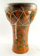 Darbuka Tamburo Alto in Ceramica 161/2" con Coperchio Percussioni Doumbek Fatto a Mano