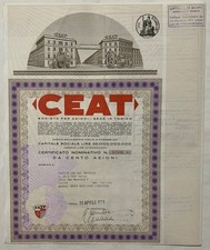 100 AZIONI CEAT TORINO TITOLO AZIONARIO CERTIFICATO NOMINATIVO 22/04/1971 SPL