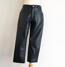MM6 MAISON MARGIELA Pantalone cropped nero martellato ecopelle UK14