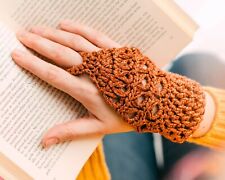 Guanti senza dita, bracciale ad anello fatto a mano all'uncinetto