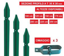 Box 10 Paletti Ferro Plastificato Verde a T Palo Pali Recinzione Rete c/ Tiranti
