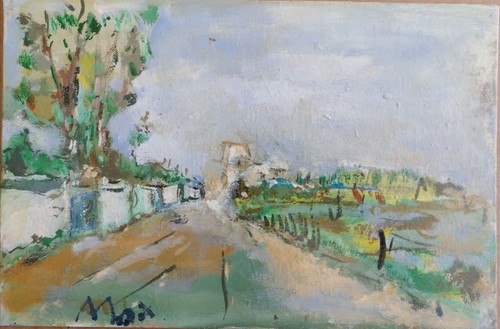 Quadro naif olio paesaggio - ad,