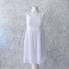 ABITO VESTITO DONNA BIANCO MADE IN ITALY ALTA SARTORIA VISCOSA TULLE S NUOVO 