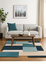 Tappeto fatto mano blu e - tappeto,