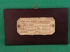 VECCHIA TARGA TARGHETTA PLACCA OTTONE VAGONE TRENO FERROVIE 1979 SO-CO-FER. DA22