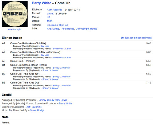 Barry white come a - come, [a&m