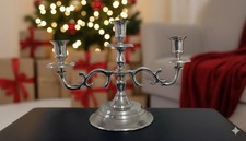 Candelabro 3 Bracci Argento Vintage Portacandele Centrotavola Natale