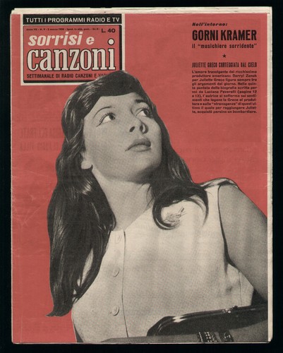 Sorrisi 1958 juliette greco - sorrisi,