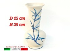 Vaso D'arredo Alto 30cm per Fiori Blu Bianco in Ceramica Lavorato a Mano D 15cm 