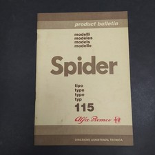 Libretto Product Bulletin auto Alfa Romeo Spider 115, 1986. CopertIna ingrigita
