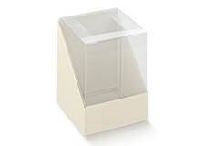 PELLE BIANCA Scatola portaconfetti portadolci per bomboniera DUO 10x10x9 0L5U