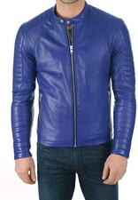 Giacca pelle uomo blu nuova