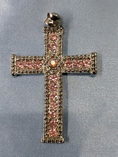 CIONDOLO A CROCE IN ARGENTO E BRILLANTINI CON CATENINA-DIMENSIONE CROCE 4,5X6,5-