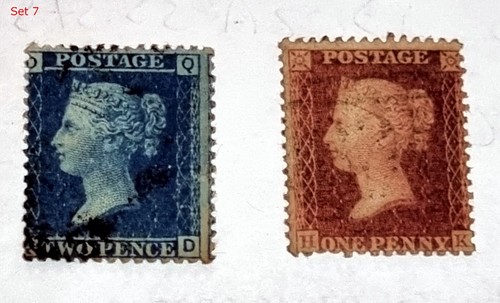 Penny blue and 1p - qv, red