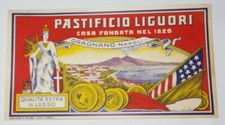 Vintage anni 20/30 del 1900 Rara Etichetta Pastificio Liguori Gragnano Napoli 