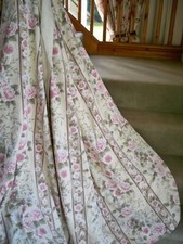 SANDERSON STYLE   CURTAINS  ROSES , PEONY, LEAVES   74" L X 68" W===  TW  136"