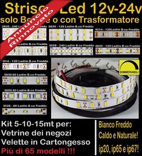 STRISCE LED BIANCHE 12V - 24V. Anche KIT DA 5-10-15MT. Striscia Led 12 - 24 Volt