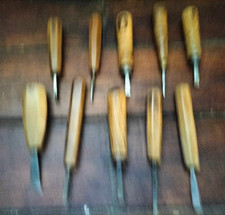 ANTICO SCALPELLO SGORBIA manico legno VALLE OSSOLA Lotto Stock 10 pezzi