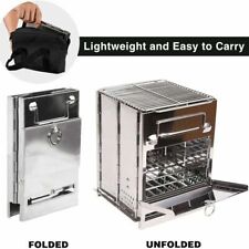 Stufa a Legna Pieghevole Portatile Acciaio Inox Esterno Campeggio Picnic BBQ