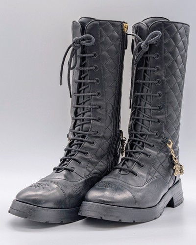 Chanel lace combat boots - chanel, lace-up