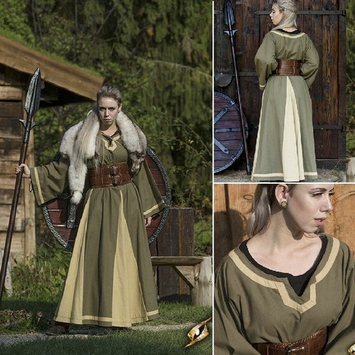 Abito medievale verde beige - abito,