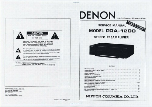 Manuale servizio per denon - manuale, di