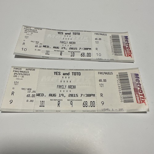 Biglietto concerto yes toto - biglietto, &