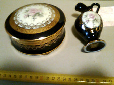 Lotto 2 oggetti di Porcellana Limoges, "Rose de France", Portagioie e Vaso.