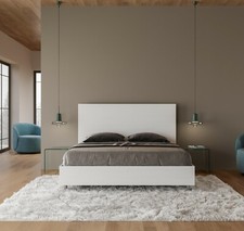 Letto in legno matrimoniale EGOS 160x190 con o senza contenitore bianco frassino