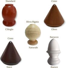 TERMINALE IN LEGNO PER TENDA BASTONE FINALE MM 35 VARI MODELLI E COLORI 