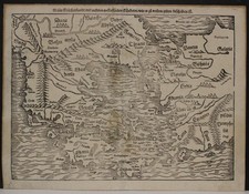 GRECIA ARCIPELAGO GRECO 1574 MÜNSTER INSOLITA ANTICA XILOGRAFIA MAPPA EDIZIONE TEDESCA