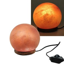 Lampada di sale rosa dell'Himalaya naturale salgemma sfera palla legno 3,5 kg