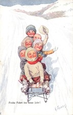 Buon anno bambini slitta