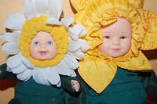 COPPIA NARCISI  BEBE   ANNE GEDDES ANNI 90  VINTAGE   DOLL   18  ,24 CM