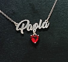 COLLANA DONNA PERSONALIZZABILE CON NOME E CUORE PENDENTE IN ARGENTO 925 