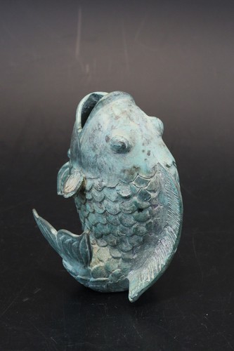 Vase bronze carpe - koï, bouche