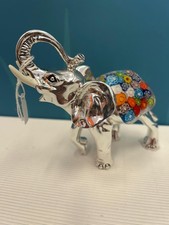 Elefante Lusso Grande 13cm - Vetro Murano & Argento Elettroformato - Murrine