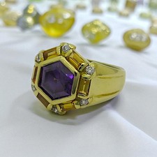 Anello in oro ametista citrino e brillanti